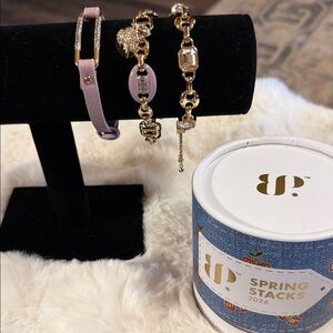 Gold-Tone Bracelet Set with Lilac Accents - Women Jewelry Bracelets